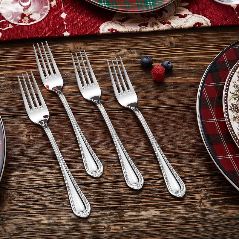 KEAWELL Pearl Edge 4-Piece Premium Fork Set, 18/10 Stainless Steel,