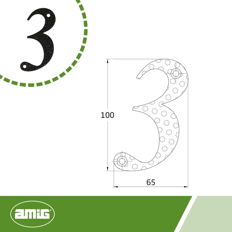 AMIG Numero 3 Inch 9860 Black 10 cm Display