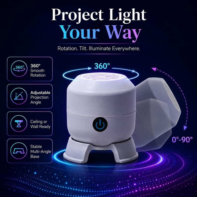 5d Holographic Night Light Projector，2026 New Dynamic Rotating LED Projector