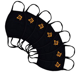 Freemason Logo Square and Compass Symbol Adult Black Face Mask Masonic Freemasonry Freemason G - 7 Pack