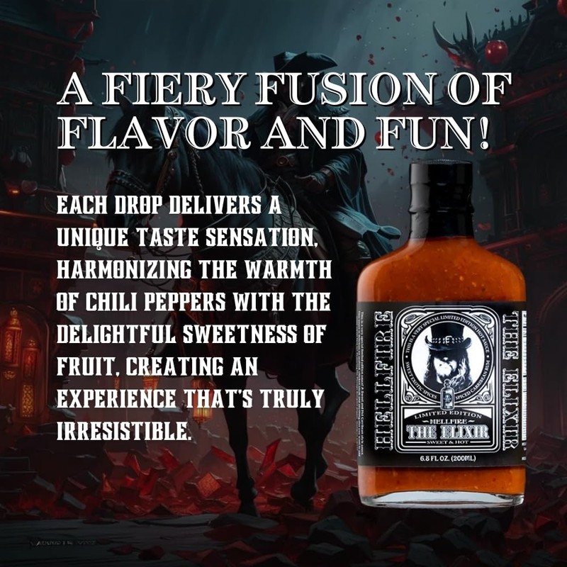 Hellfire The Elixir Hot Sauce, Gourmet, Award-Winning Fruit-Based Sauce, Made