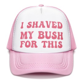 JaGely Funny Trucker Hat for Women Pink Trucker Hat Joke Baseball Cap Classic Adjustable Cap for Women Men Gifts (I Shaved My Bush for This)