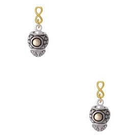 Delight Jewelry Silvertone Pattern with 2 Goldtone Bullets Spinners Goldtone Infinity Post Earrings