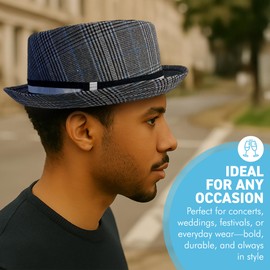 Thorness Grey Rude boy ska Pork Pie hat, Size 61cm, X Large, Unisex Pork Pie hat