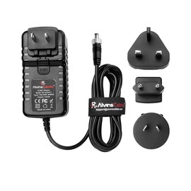 Alvin’s Cables Locking DC AC Power Supply Adapter 100V-240V to 12V 3A Universal Wall Plug Charger 5.5x2.5mm DC for Atomos Ninja V, Blackmagic Video Assist, SmallHD 702, with UK EU AU US Plugs 2m/6.6ft
