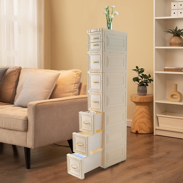 45.6 Inch Bathroom Floor Cabinet Narrow Tall Slim Storage Sandwich
