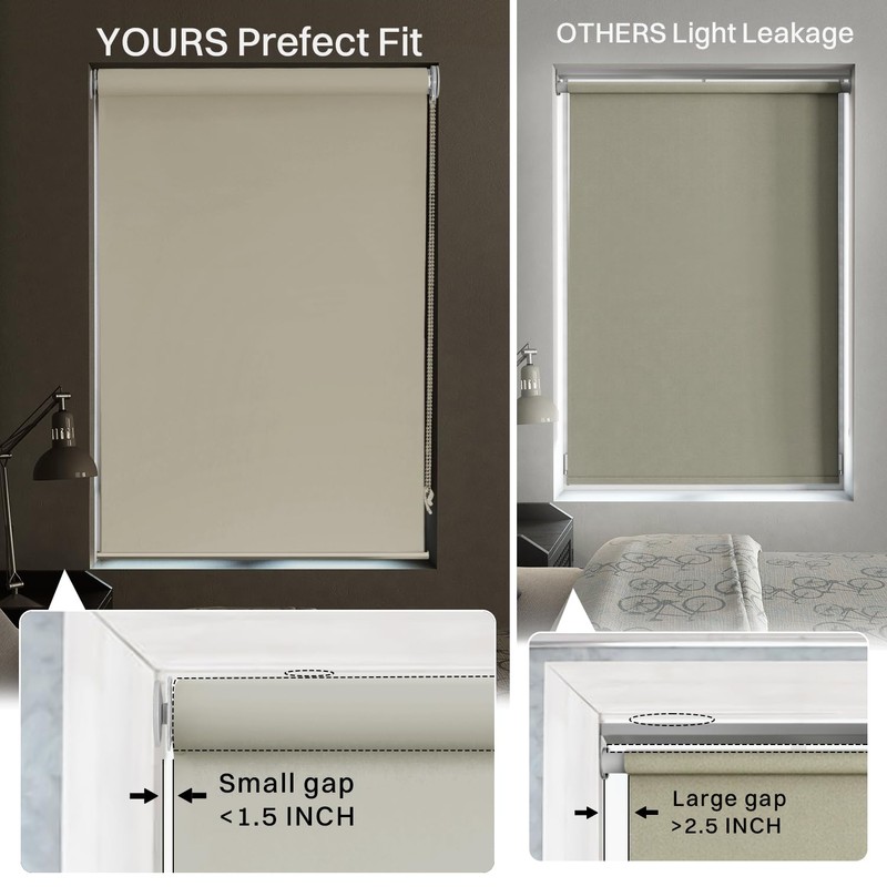 HidPriva 100% Blackout Roller Shade | No-Drill & Tool-Free Installation