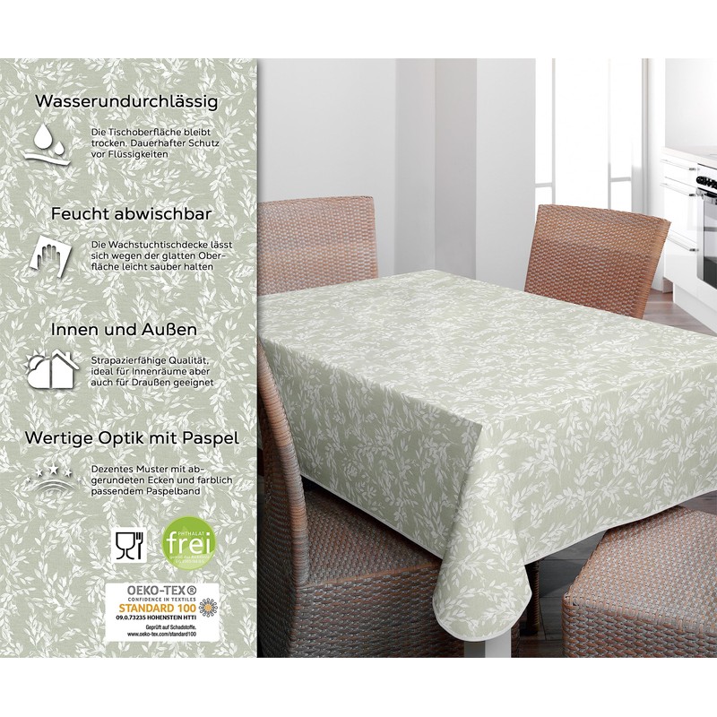 Oilcloth Tablecloth Wipe Clean Non-Slip with Piping Band Square Round