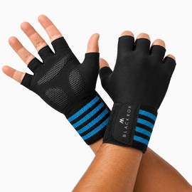 BLACKROX Training Gloves Comparison Winner Fitness Gloves with Wrist Support Men and Women, Gloves for Weight Sports, Gym Gloves, Fitness Gloves, Bodybuilding (Blue, M)