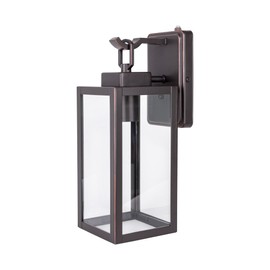 LIT-PaTH Dusk to Dawn Outdoor Wall Lantern, Wall Sconce as Porch Lighting Fixture with One E26 Base Max 60W, Metal Housing with Glass Shade, Oil Rubbed Bronze Finish, 2-Pack