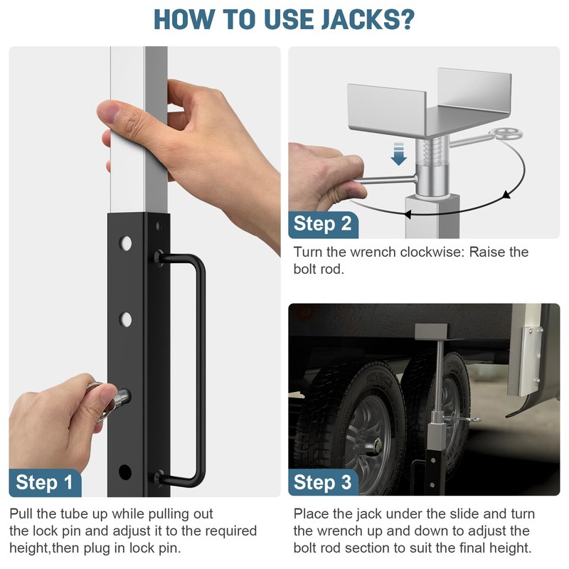 RV Slide Out Support Jacks Adjustable from 19'' to 47'',