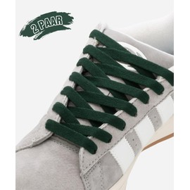 Puzeam 2 Pairs Flat Shoe Laces for Sneakers, (8mm Width) Replacement Shoe Laces for Casual Shoes, Sports Shoes, Trainers, dark green