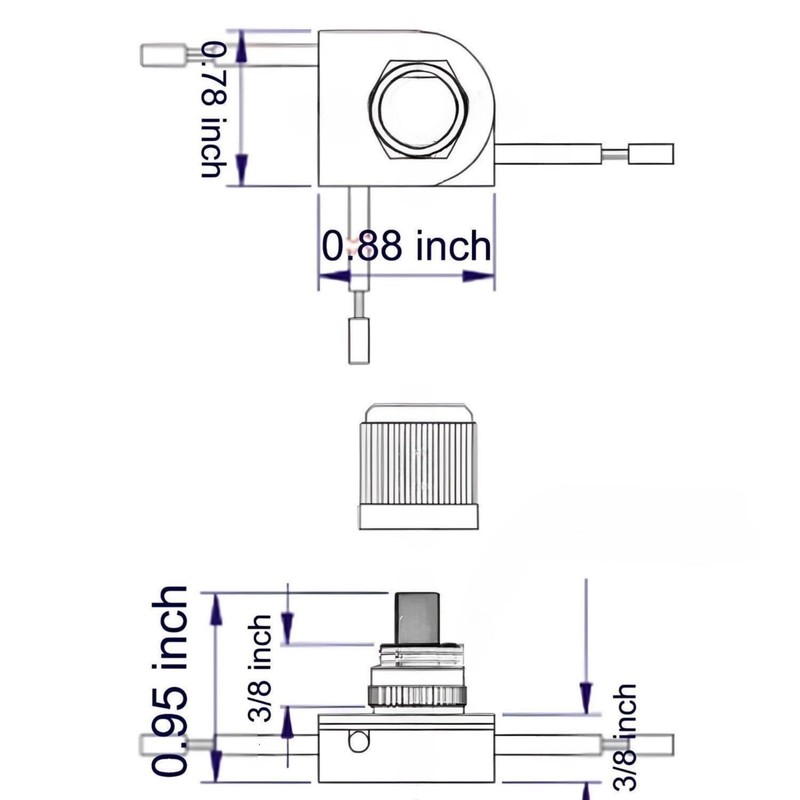 Zing Ear ZE-116C 3 Way 3 Wire Rotary Lamp Switch