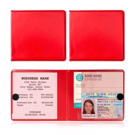 Ohleats 2 PCS Car Registration and Insurance Holder, 5.25" × 4.75" Auto Document ID Holder Organizer, Driver License Keeper Organizer for Cars, Trucks, SUVs, Universal Car Accessories (Red)