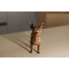 5.91" Chihuahua Wooden Dog Figurine – Realistic Animal Sculpture, Artisan Carved Statue, Unique Home Décor Ornament and Thoughtful Gift for Dog Breed Fans