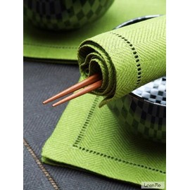 Set of 4 Napkins Rain Forest Green Linen Emil