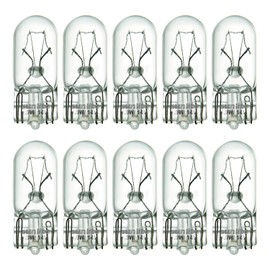 Sunlite T3.25 Specialty Mini-Tube Bulb, 4.62 Watts, 25 Lumens, 14 Volts, C-2F Filament, Miniature Wedge W2.1x9.5d Base, Clear Finish, 2800K Soft White, for Automotive & Indicator Lights, 10 Pack