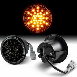 Yankok LED Side Marker Lights for Nissan 370Z Z34 Fairlady Z 2009-2021, Pair of Black Housing, Smoked Lens, Non-Sequential Amber Turn Signals, Snow Flake Style