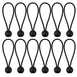 Bungee Cord, Elastic Rope, 12 Pieces, Elastic Band, 9.8 inches (25 cm), Ball Bungee Cord, Elastic Rope, Suitable for Camping, Tents, Fixing, Ropes, Windproof, Outdoors, Bicycles, Motorcycles, Household Items, Curtains
