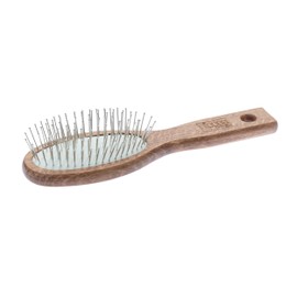 nippes Solingen Pneumatic Hair Brush with 7 Rows of Ball Head Steel Pins | Promotes Blood Circulation of the Scalp | Beech Wood Handle | Natural Fullness and Volume in Hair | Small, Oval
