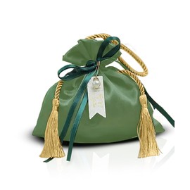 Premium Silk Gift Bag - Gift Pouch - With Drawstring Closure - Pendant and String Included - Wedding or party favors - Jewellery storage - Coin purses - Valentine Gift (Pack of 6, Green)