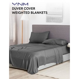 YnM Exclusive Cooling Duvet Cover for Weighted Blankets with 16 Strings (Dark Grey, 60"x80")