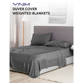 YnM Exclusive Cooling Duvet Cover for Weighted Blankets with 16 Strings (Dark Grey, 60"x80")