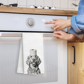 Yjeslw Funny Golden Retriever Gifts Hand Towels, Dog Bathroom Decor, Dog Lover Gifts, Funny Hand Dish Towels Toilet Bathroom, 16x24 Inch