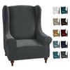 CHELZEN Stretch Velvet Wingback Chair Slipcover 1-Piece Soft Stylish Plush