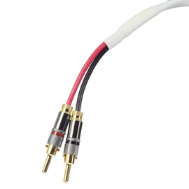 Blue Jeans Cable Ten White Speaker Cable, with Welded Terminations (Single Cable - for one Speaker), Assembled in USA (8 Foot, Bananas to Bananas)