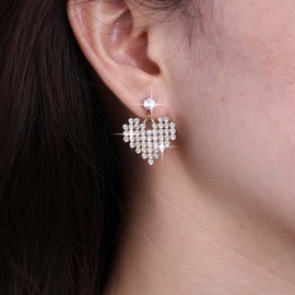 Inateannal Rhinestone Heart Earrings Gold Crystal Heart Drop Earrings Cubic Zirconia Stud Earrings Sparkly Full Rhinestones Heart Dangle Earrings Jewelry for Women and Girls