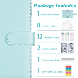 ChangWanna A6 Money Budget Ring Binder - Money Saving Wallet Organiser Binder with Pockets, Cash Stuffing Budget Wallet Planner Binder with Cash Envelope, Money Folder Wallet Organiser for Cash Saving