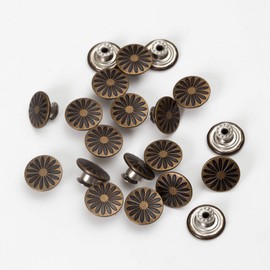 20 Set 17mm Replacement Jeans Buttons - Metal Snap Denim Buttons Kit with Rivets