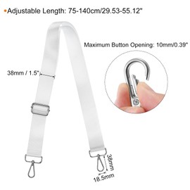 sourcing map Purse Strap Replacement, 29.5-55inch Adjustable Canvas 1.5inch Wide Crossbody Shoulder Strap for Handbag Guitar(White, Silver Buckle)