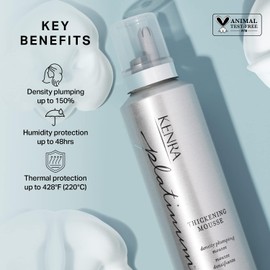 Kenra Professional Kenra Platinum Thickening Mousse 12 | Volumizing Styler | Adds Fullness & Body | Humidity Protection Up To 48 hours | Desity Plumping up tp 150% | Thermal Protection | All Hair Types | 6.7 oz