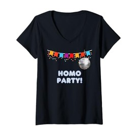 Womens Homo Party! - Cute Gay Gifts for Men and Women V-Neck T-Shirt
