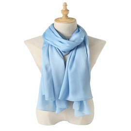 Bellonesc Silk Scarf 100% silk Long Lightweight Sunscreen Shawls for Women, Azul claro, Talla única