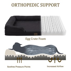 Bedfolks Orthopedic Dog Bed XL, Waterproof Dog Sofa Bed for Extra Large Dogs, Egg Foam Pet Couch Bed with Removable Washable Cover and Nonslip Bottom, Black