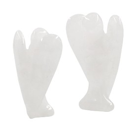 Ouubuuy White Jade Crystal Angel Figurines Statues Natural Gemstone Carved Pocket Guardian Angel 1.5 inch for Healing Reiki Spiritual Gift Cute Meditation Office Room Desk Decor