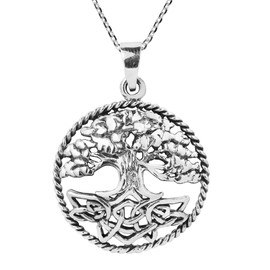AeraVida Eternal Celtic Root Tree of Life Locket .925 Sterling Silver Necklace | Delicate Sterling Silver Necklace for Women | Vintage Long Necklaces for Women, Metal, No Gemstone