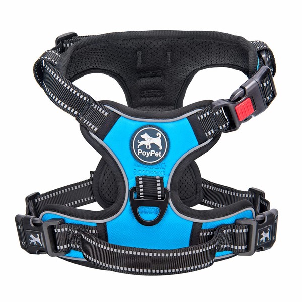 PoyPet No Pull Dog Harness with Neck Release Buckle, Reflective