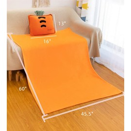 Rikyo Travel Blanket and Pillow 15 Inch 3 in 1 Plush Filling Plush Pillow with Warm Hands Pillow for Kids Airplane Train Bed Office Nap