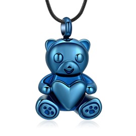 Cremation Jewelry - Teddy Bear Urn Necklace for Men Women with Mini Keepsake Urn Memorial Ash Jewelry