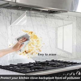 Kitchen Backsplash Wall Protector Clear Kitchen Oil Proof Sticker Wallpaper 23.6"x197" Self-Adhesive Removable Vinyl Protective Film Heat-Resistant Transparent Contact Paper for Cupboard Doors Walls