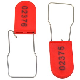 100PCS Plastic Padlock Security Seals Numbered Metal Wire Padlock Seals Disposable Tamper-Evident Lock Tags for Door, Access Cabinets, Utility Meters Seal Red