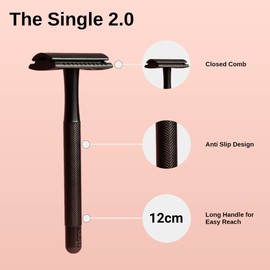 FLON® Single 2.0 Premium Long Double-Edged Safety Razor | Plastic Free Zero Waste Gift UK (White)
