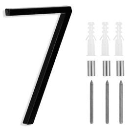SEISSO Modern Metal House Numbers,5 Inch House Numbers for Outside,Modern Floating Address Numbers with Nail Kits, Metal Door Numbers Address Sign Decor for 911 Visibility (Black Number 7)