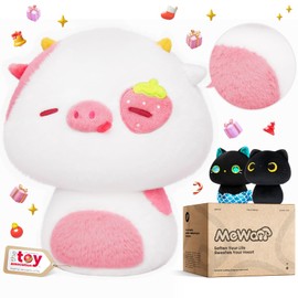 Mewaii Squishy Cloud-Like Softness, Trending Kawaii Strawberry Cow Mushroom Plush Pillow, A Must-Have Collectible for Young Adults, Perfect for Kids, Toddlers Girls, Stuffed Animal (14")
