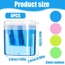 XUKZIMA 4 PCS Pencil Sharpeners Manual Colorful Pencil Sharpeners with Cover Dual Hole Pencil Sharpener for Kids Students School Home Office Supply
