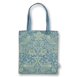 Half Moon Bay Strawberry Thief by ACS William Morris 16.5 x 15 Inch Sage Green and Blue Recycled Cotton Reusable Grocery Shopping Bag